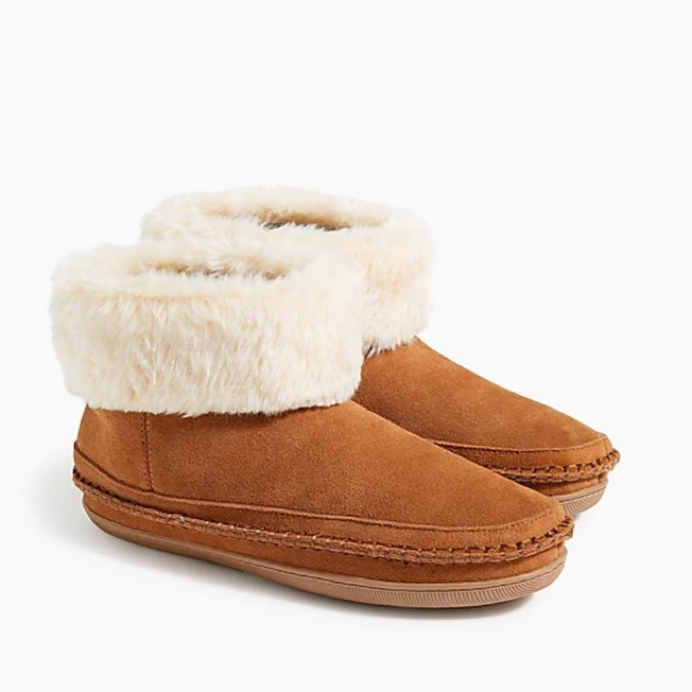 Shearling slipper boots.